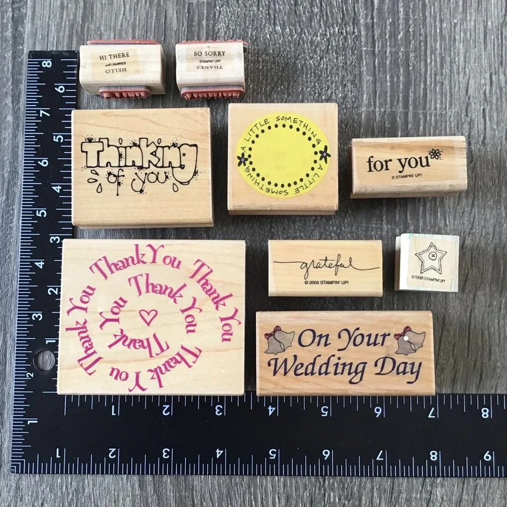 Wood Mounted Rubber Stamps Bundle of 9 Thank You Thinking of You